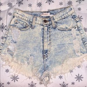 High Waisted Acid Wash Shorts